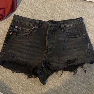 W28 501 Black Levi Jean Shorts